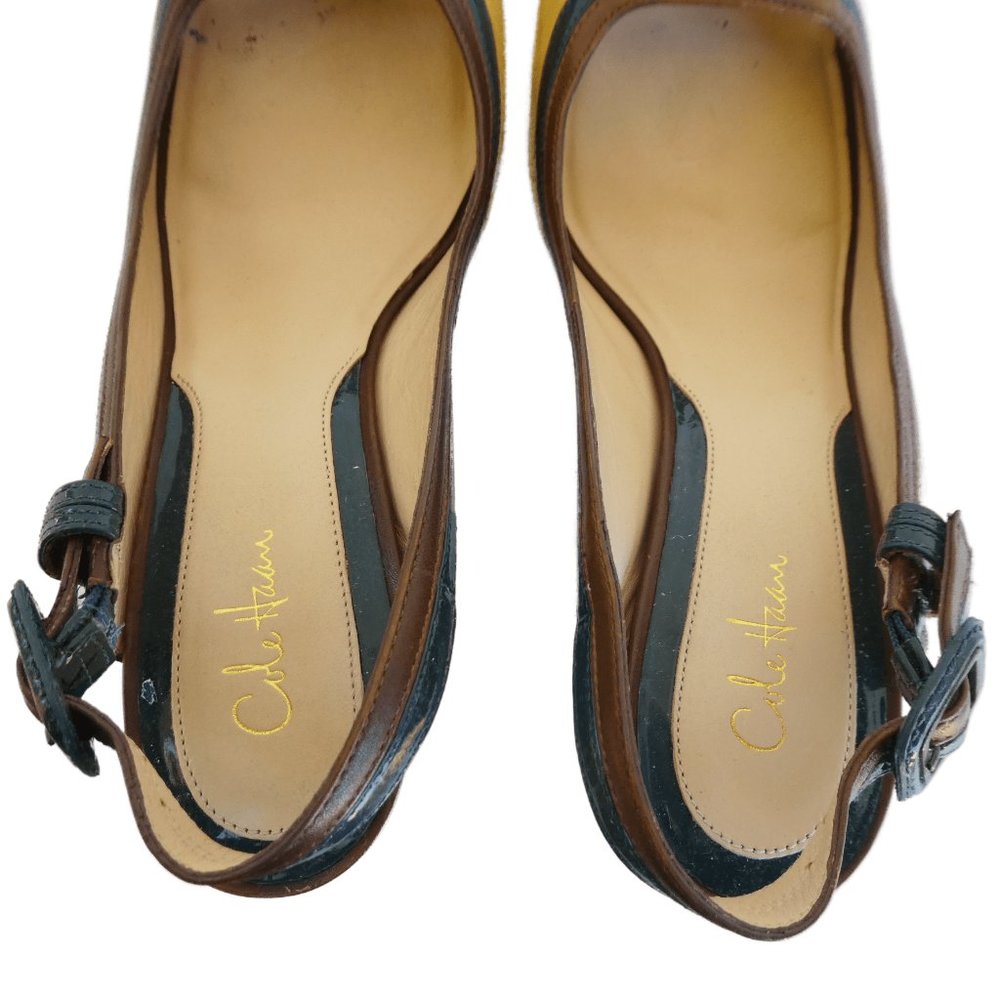 Cole Haan x Nike Air Block Heels Suede Leather Sling Back Buckle Strap 9.5 B - Picture 5 of 10